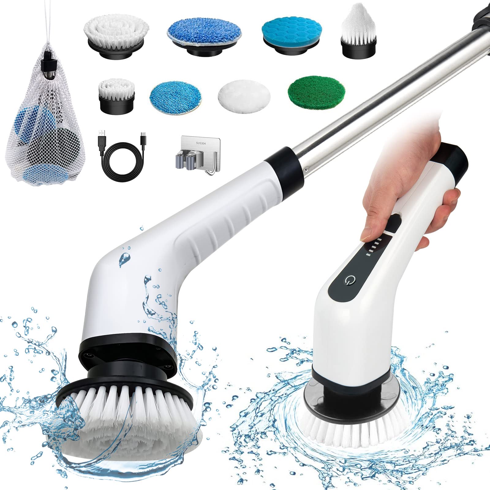 Electric Spin Scrubber with Multiple Brush Heads